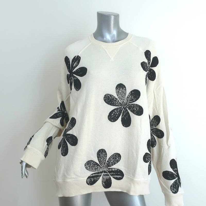 THE GREAT The Slouch Sweatshirt Cream Daisy Stamp Cotton Size 1 eBay