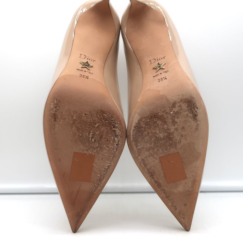 Christian Dior D-Moi Pumps Nude Patent Leather Size 38.5 Pointed