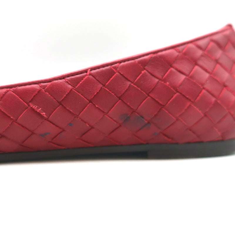【関税&送料込】Bottega Veneta Flat shoes Red Bottega Veneta Intrecciato Leather Ballet Flats Red Size 38