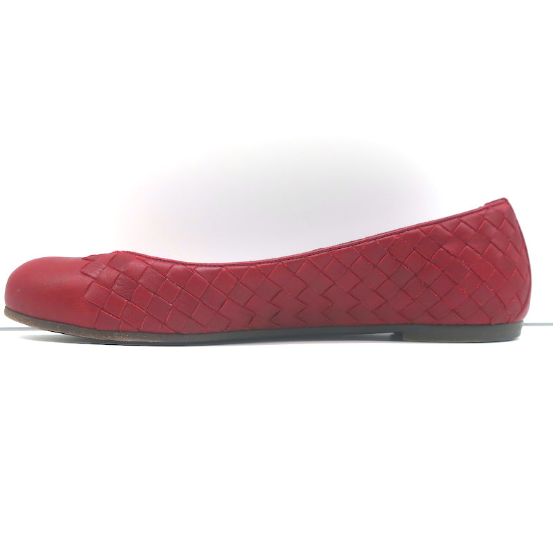 【関税&送料込】Bottega Veneta Flat shoes Red Bottega Veneta Intrecciato Leather Ballet Flats Red Size 38