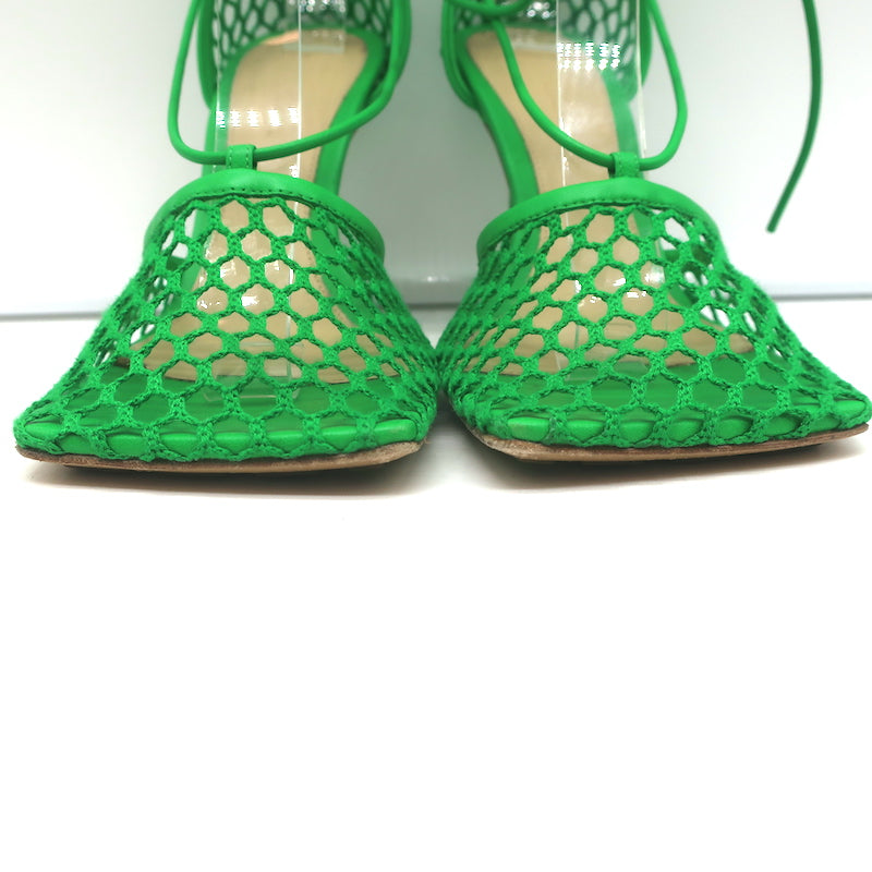Bottega Veneta Stretch Ankle Tie Sandals Green Mesh