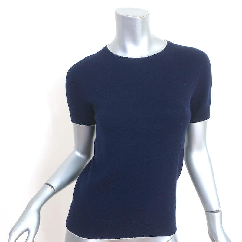 The Row Short Sleeve Sweater Top Navy Piped Knit Size Small | eBay