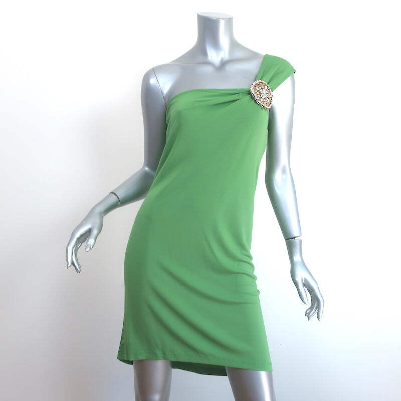 Celine Finition Main Crystal-Embellished One Shoulder Dress Green Jersey  Size 38 | eBay