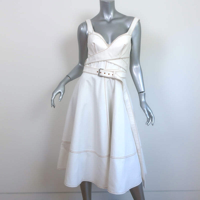 White denim 2024 belted dress