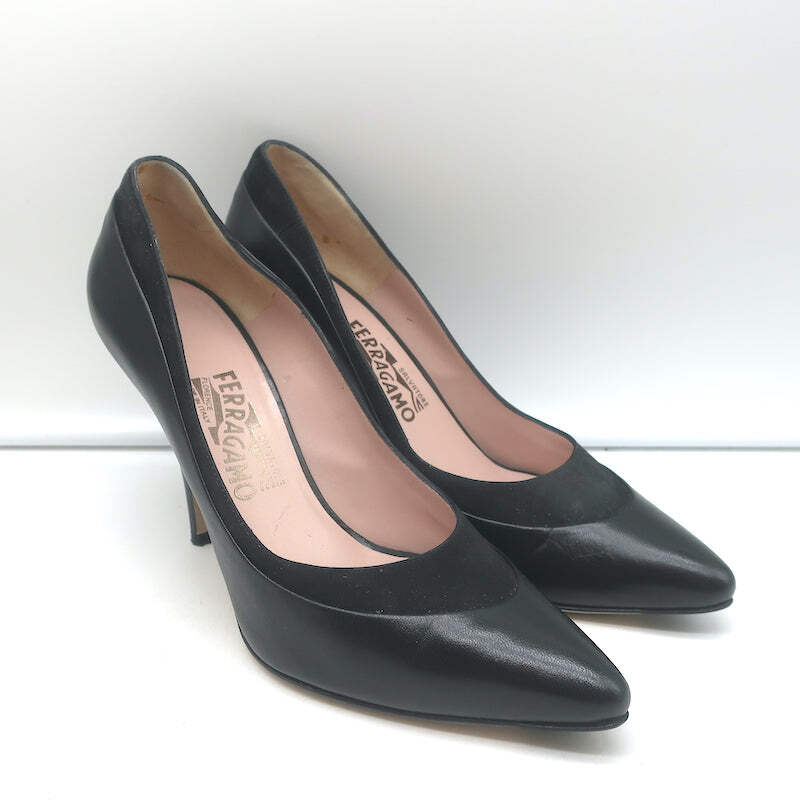 SALVATORE FERRAGAMO Shoes 8 AA Women's Suede Black CLASSIC