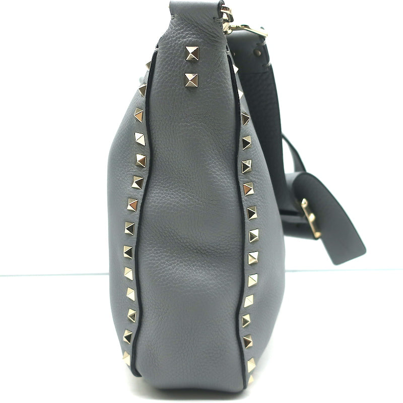 Valentino Rockstud Flip Lock Messenger Bag Gray Grained