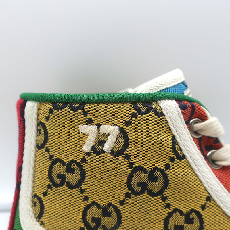 Gucci Tennis 1977 GG High Top Sneakers Multicolor Canvas Gucci Tennis 1977 GG High Top Sneakers Multicolor Canvas