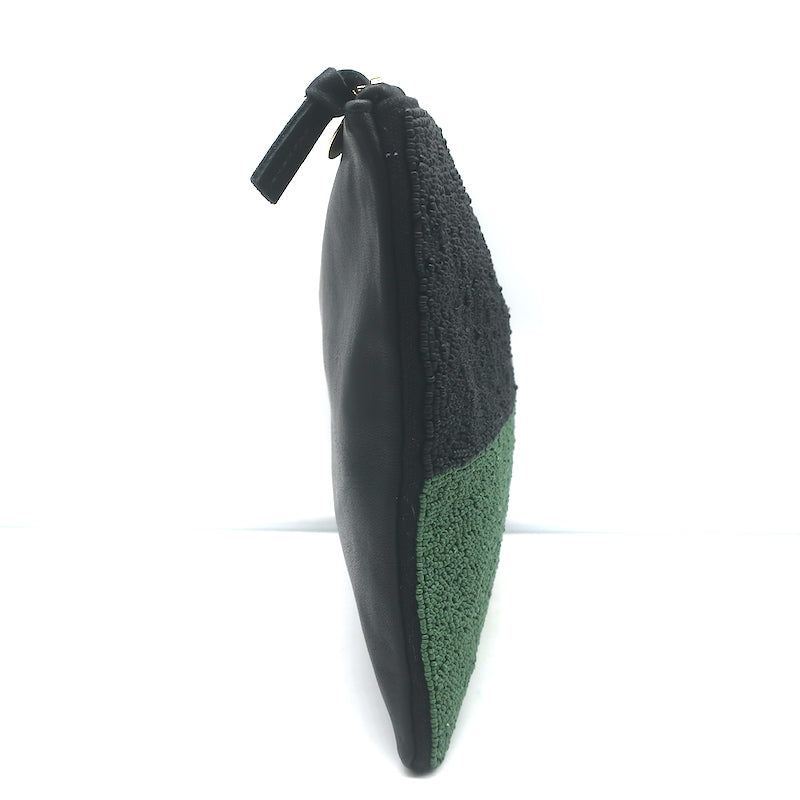 Clare V. Beaded Flat Clutch Black & Green | eBay
