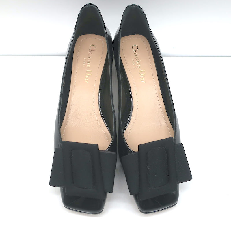 クリスチャン　ディオール IDYLLE BALLERINE PUMPS 37 Christian Dior Idylle Ballet Pumps Black Patent Leather and