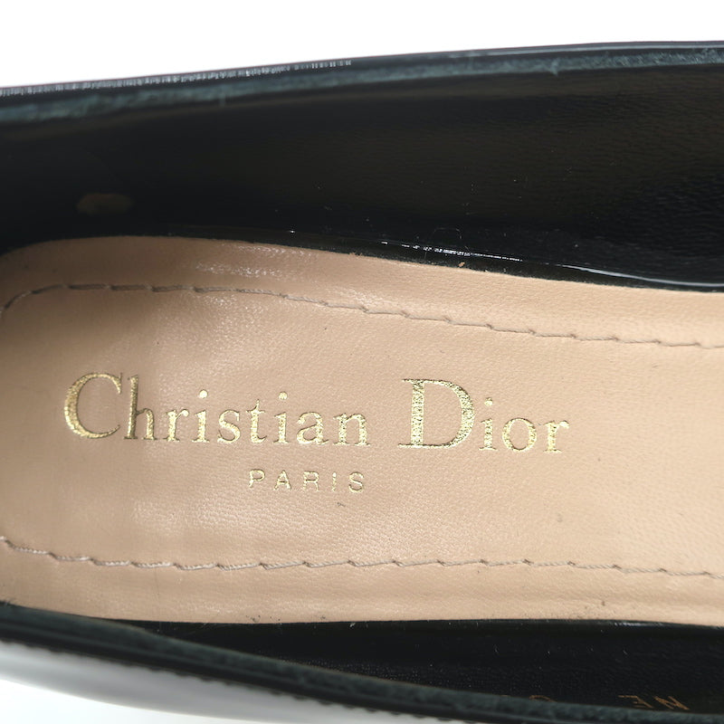 クリスチャン　ディオール IDYLLE BALLERINE PUMPS 37 Christian Dior Idylle Ballet Pumps Black Patent Leather and