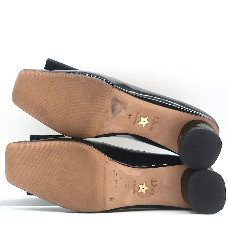 クリスチャン　ディオール IDYLLE BALLERINE PUMPS 37 Christian Dior Idylle Ballet Pumps Black Patent Leather and