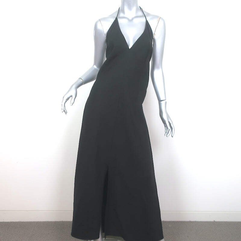 FRAME Lace-Up Back Halter Maxi Dress Black Linen-Blend Size Large | eBay