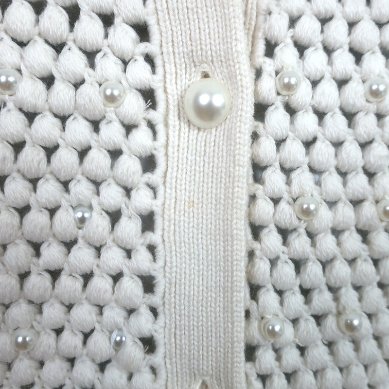 Pearl eyelet knit cardigan×bustier グレー Alice + Olivia Faux Pearl Cardigan Kitty Ivory Crochet Wool