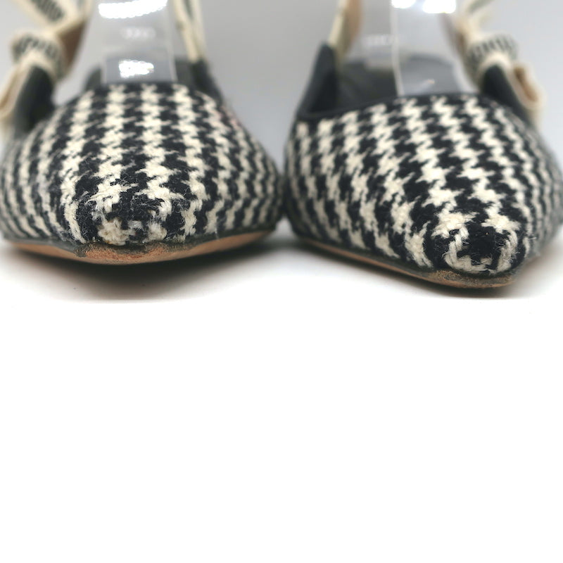 Christian Dior J'Adior Slingback Pumps Black & Cream Houndstooth