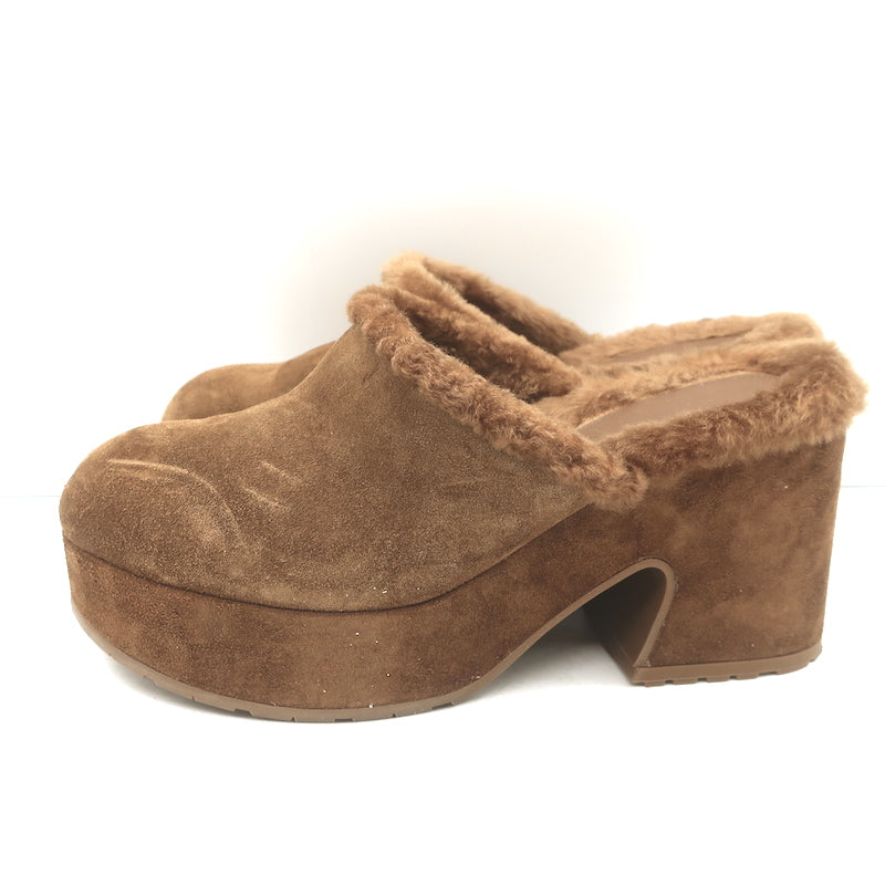 Gianvito Rossi Lyss Shearling Clogs Brown Suede Size 36