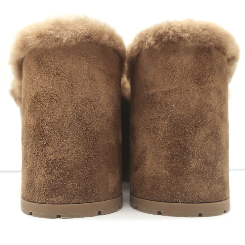 Gianvito Rossi Lyss Shearling Clogs Brown Suede Size 36