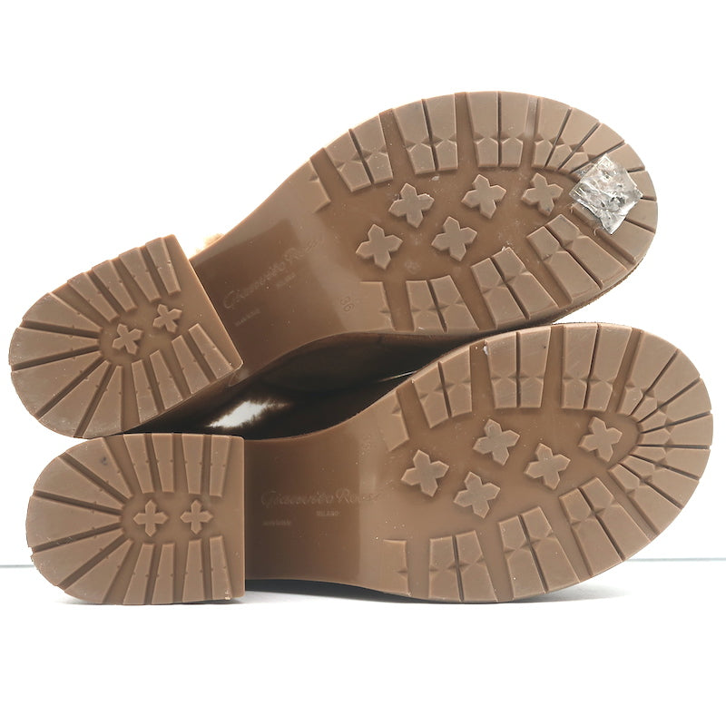 Gianvito Rossi Lyss Shearling Clogs Brown Suede Size 36