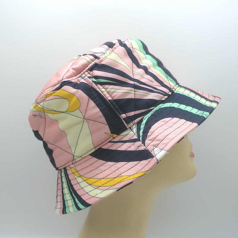 Emilio Pucci Techno Twill Bucket Hat Pink Onde Print Size 1