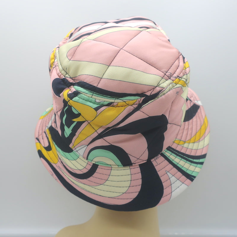 Emilio Pucci Techno Twill Bucket Hat Pink Onde Print Size 1