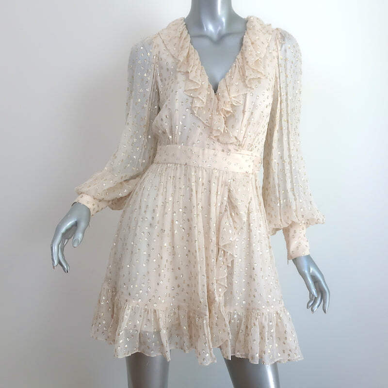 【Zimmermann 】Polka Dot リネン 茶色水玉 フレアドレス Zimmermann Acacia polka-dot linen minidress Zimmermann