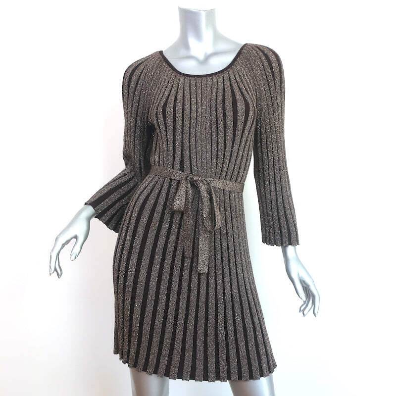balmain short knit dress with multicolor stripes Girls Black and White Logo Knit Dress (Mini-Me) main image 1