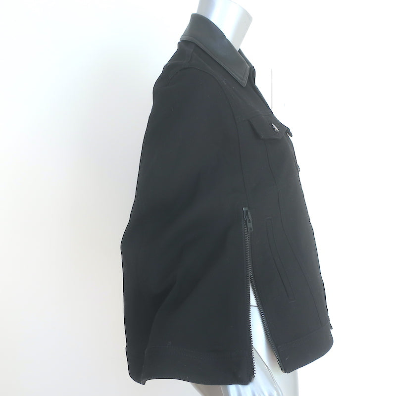 Givenchy Cape Jacket Black Leather-Trim Denim Size 36 | eBay