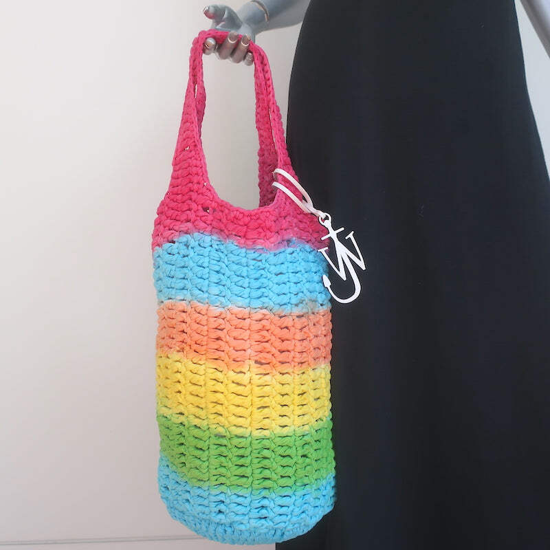 JW Anderson Rainbow Striped Knitted Shopper Tote | eBay