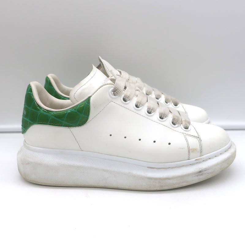 Alexander McQueen Oversized Sneakers White & Green Croc-Print
