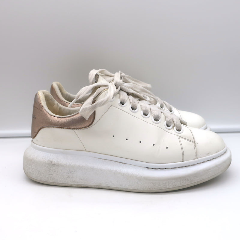 Alexander McQueen Oversized Sneakers White & Rose Gold Metallic
