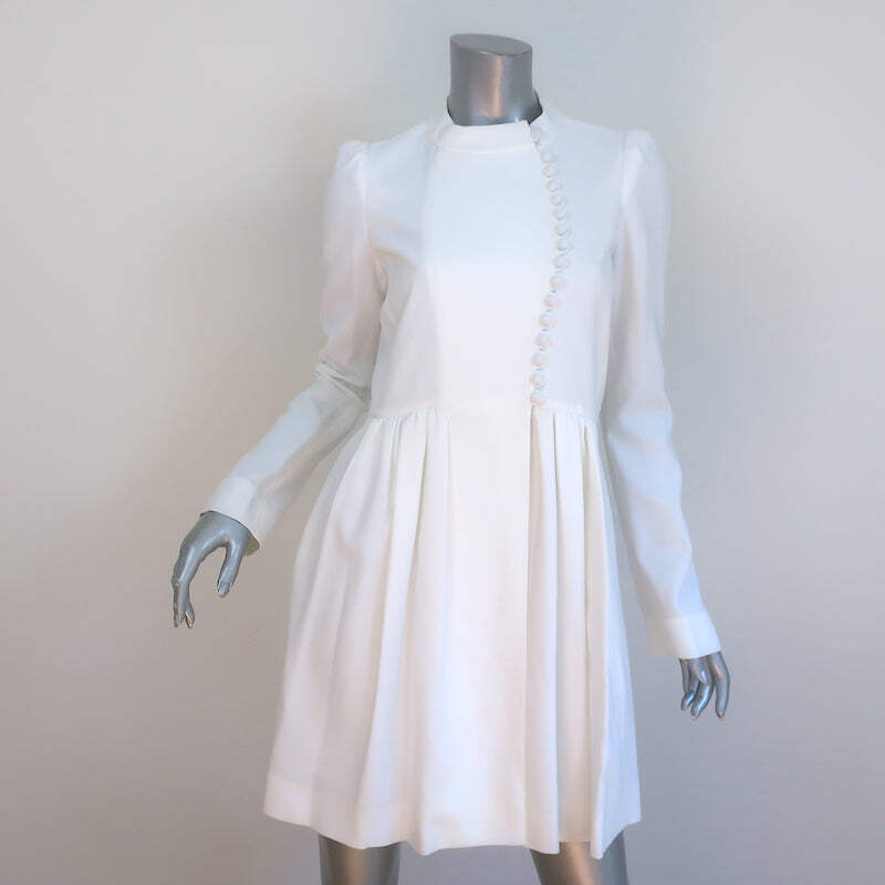 Chloe Front-Buttoned Long Sleeve Mini Dress Cream Crepe Size 36