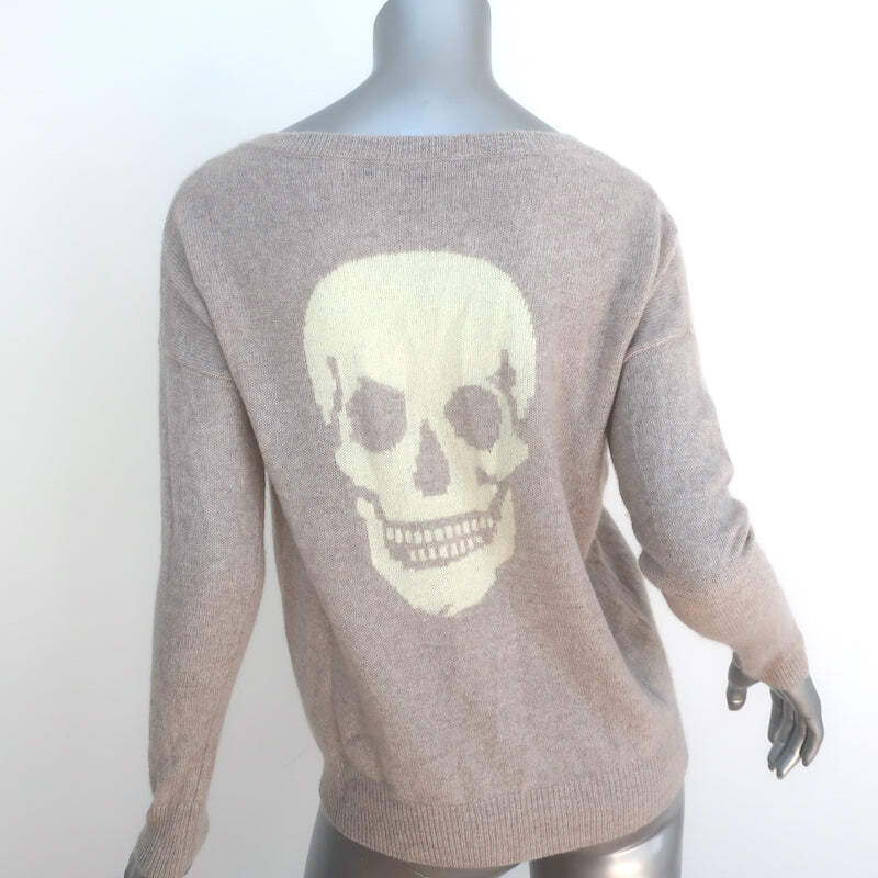 Skull Cashmere Skull-Back Sweater Taupe Cashmere Size Extra Small 