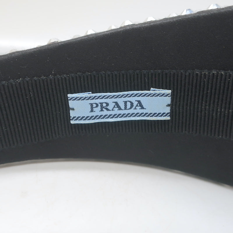 Prada Crystal-Embellished Wide Headband Black Satin | eBay