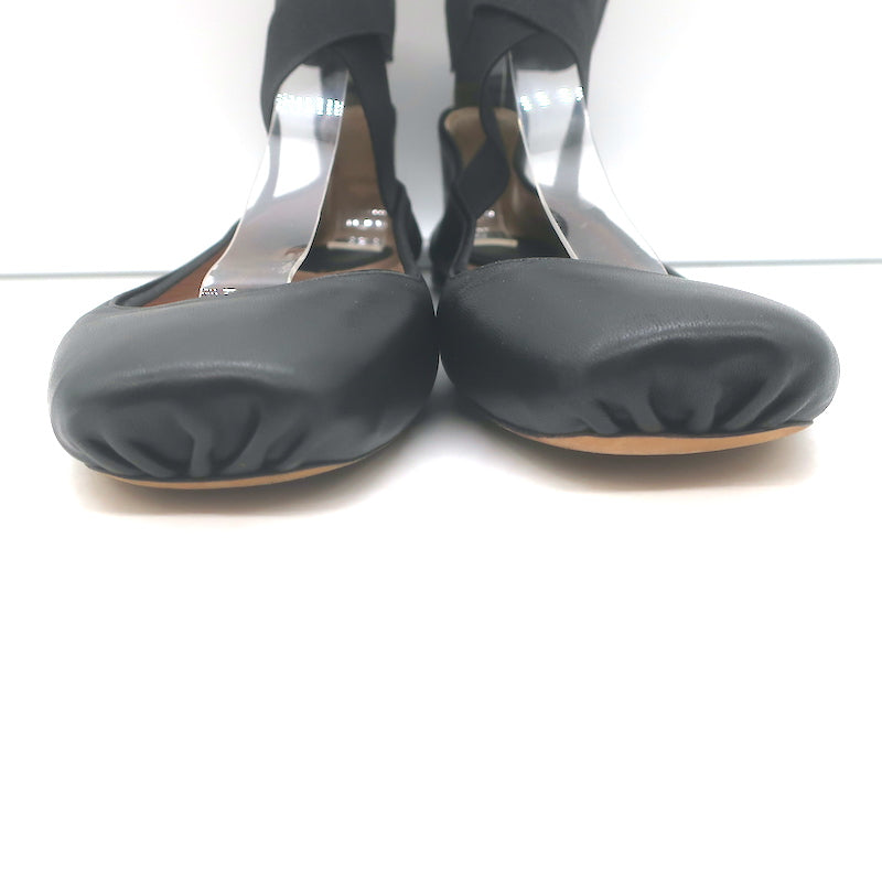 Chloe Crisscross Ankle Strap Ballet Flats Black Leather Size