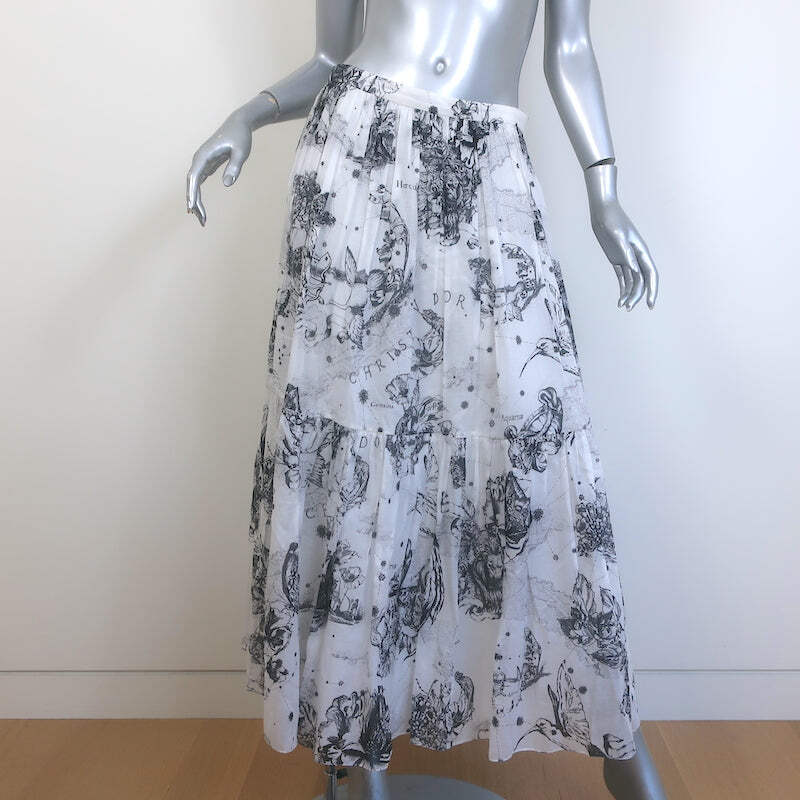Christian Dior Toile de Jouy Zodiac Maxi Skirt White/Black
