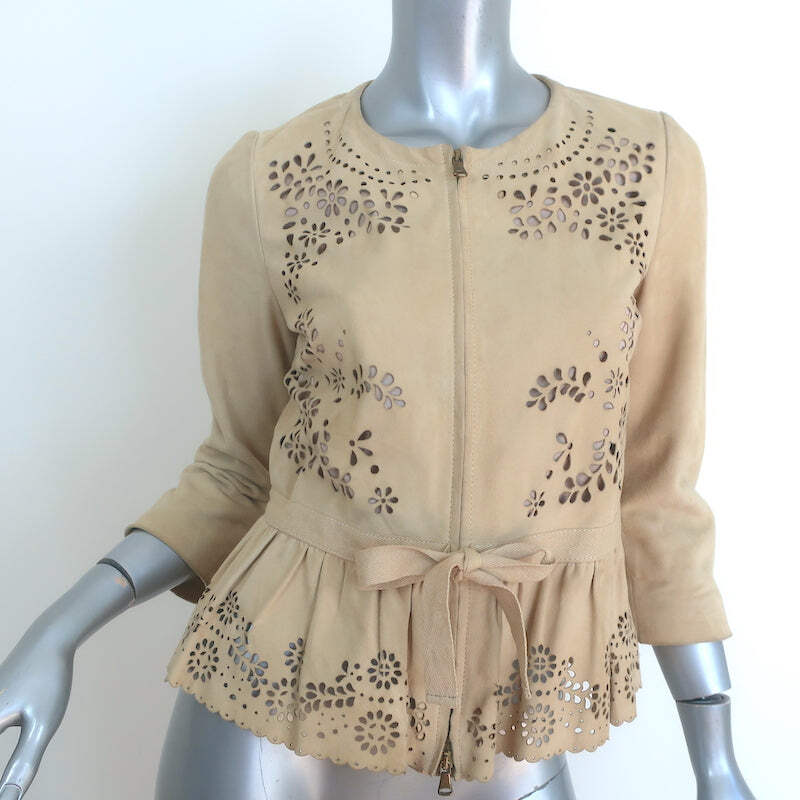 RED Valentino Laser Cut Suede Jacket Beige Size 42 | eBay