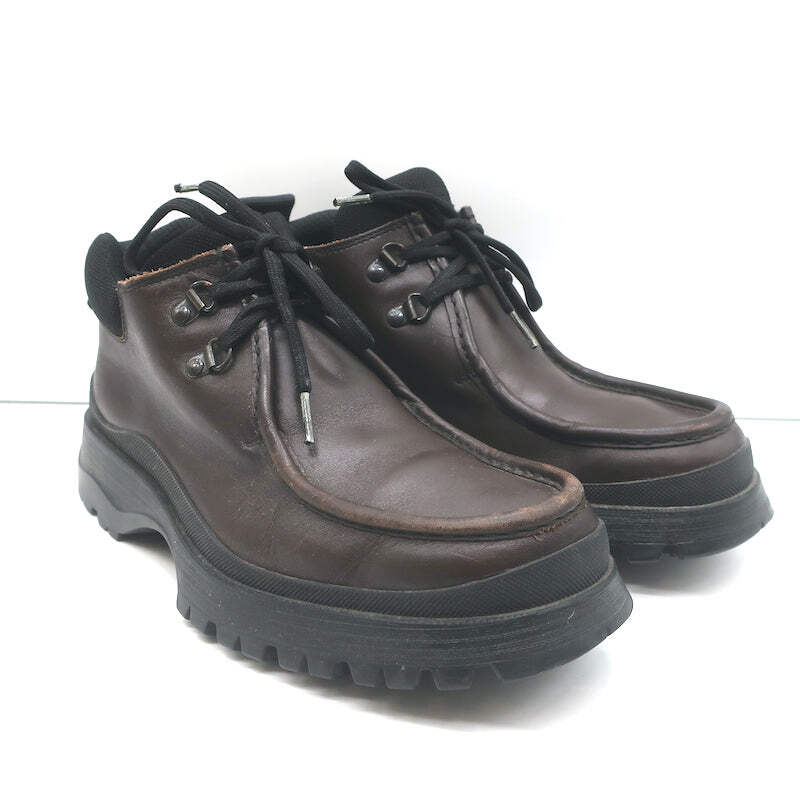 Prada Tyrolean Brixxen Lace-Up Hiking Boots Dark Brown Leather
