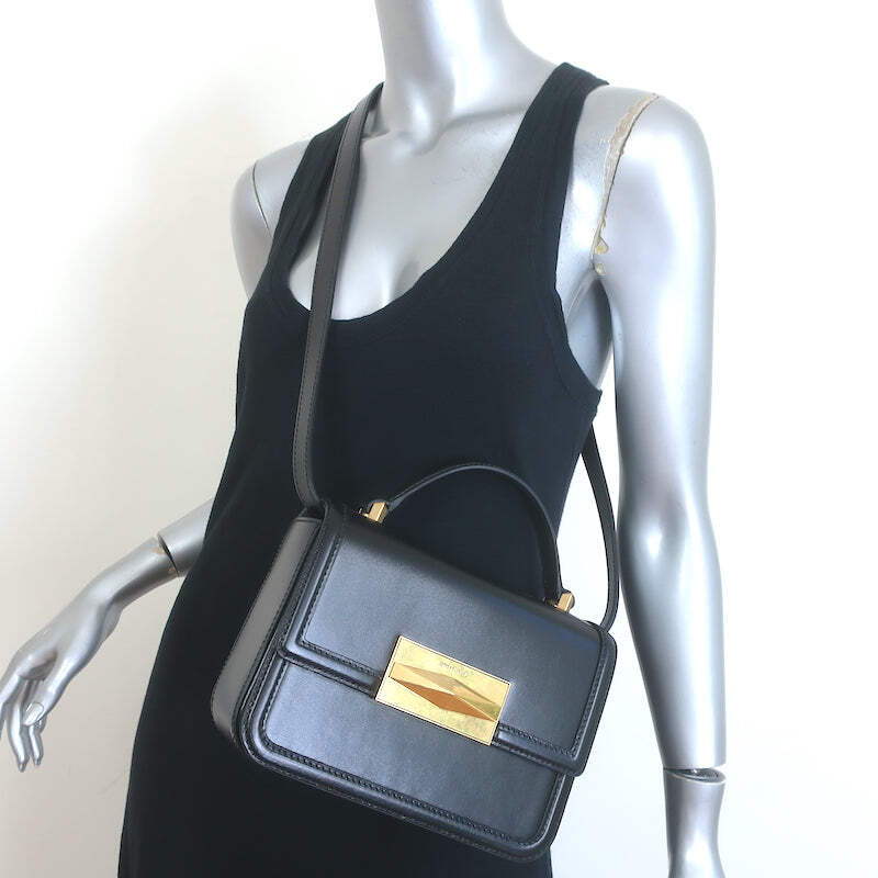 Jimmy Choo Diamond Top Handle Bag Black Box Calf Leather