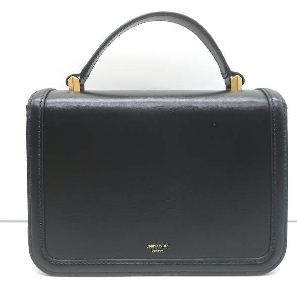 Jimmy Choo Diamond Top Handle Bag Black Box Calf Leather Small Jimmy Choo Diamond Top Handle Bag Black Box Calf Leather Small