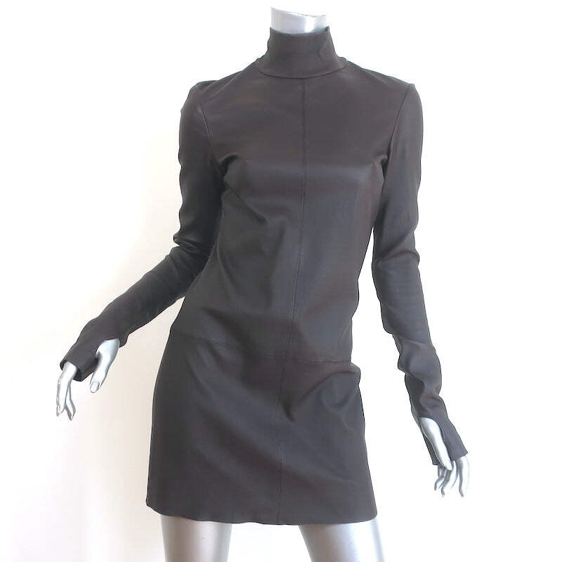 chinese dress ladies 2000s Céline Faux Leather Turtleneck Dress S – Time's Up Vintage main image 1