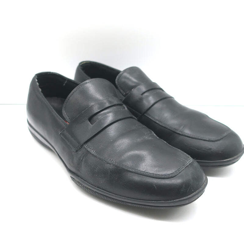 Prada Linea Rossa Penny Loafers Black Leather Mens Size 8 | eBay display picture 3