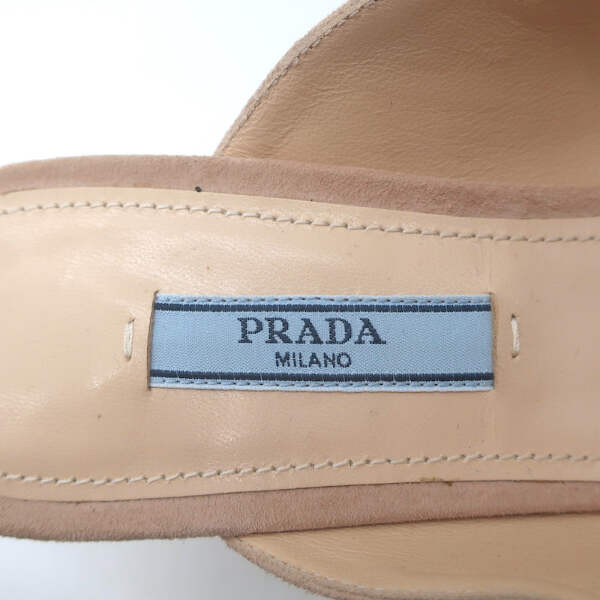 Prada Crystal Strap Mules Beige Suede Size 38 Pointed Toe Prada Crystal Strap Mules Beige Suede Size 38 Pointed Toe