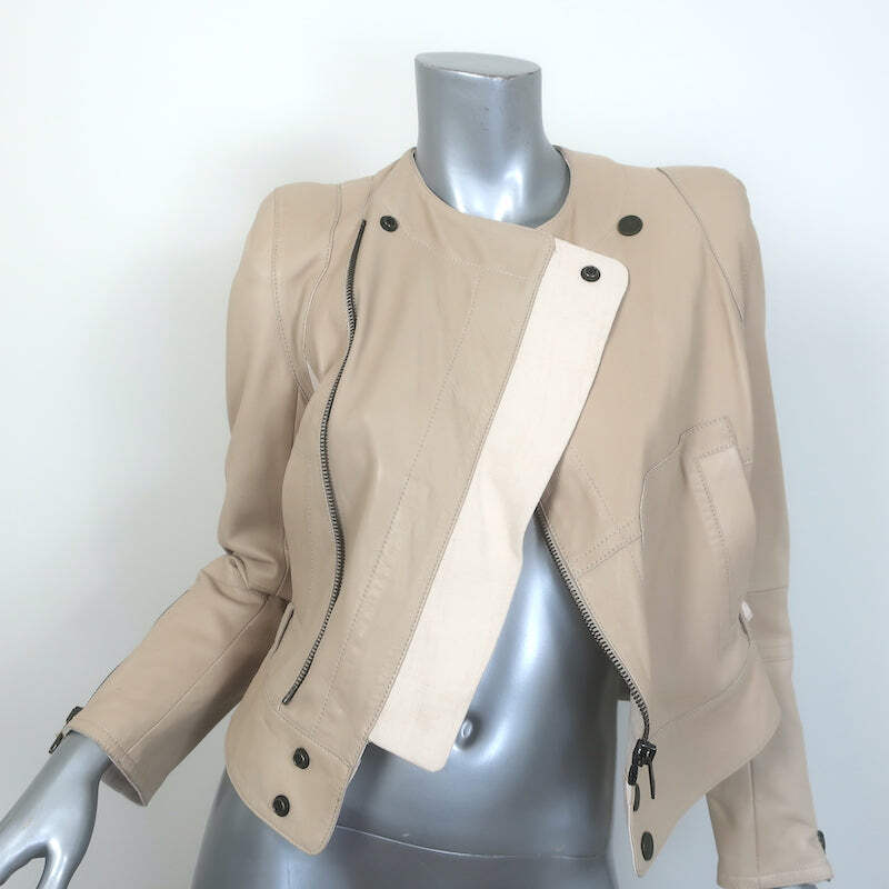 ジャケット CHLOE Woman Jacket Beige CH25SMA13339 20G Chloe Linen-Trimmed Leather Biker Jacket Beige Size 36 | eBay