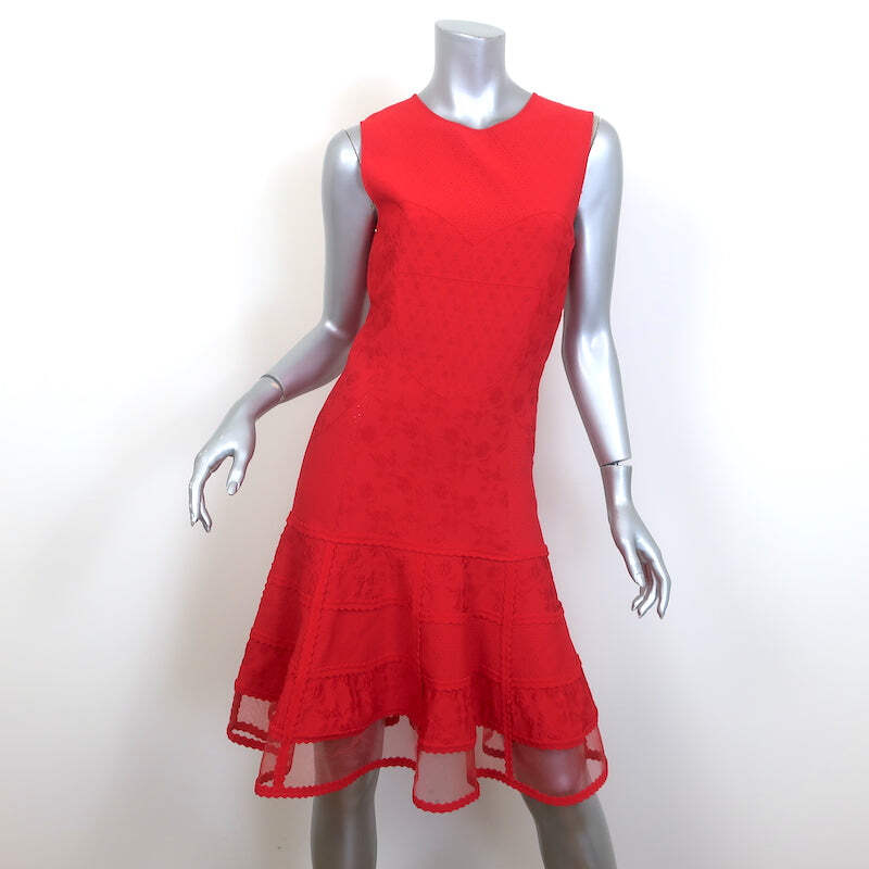 Alexander McQueen Jacquard Knit Sleeveless Tiered Mini Dress Red Size  Medium | eBay