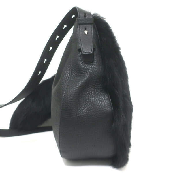 BURBERRY★素敵!Black Leather Shearling Medium Knight Bag Burberry Knight Medium Shearling Shoulder Bag Black Leather