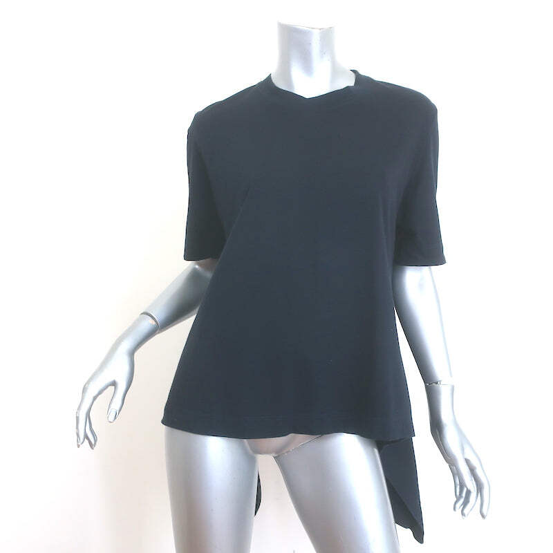 Marni Asymmetric Ruffled-Back Tee Black Cotton Jersey Size 44