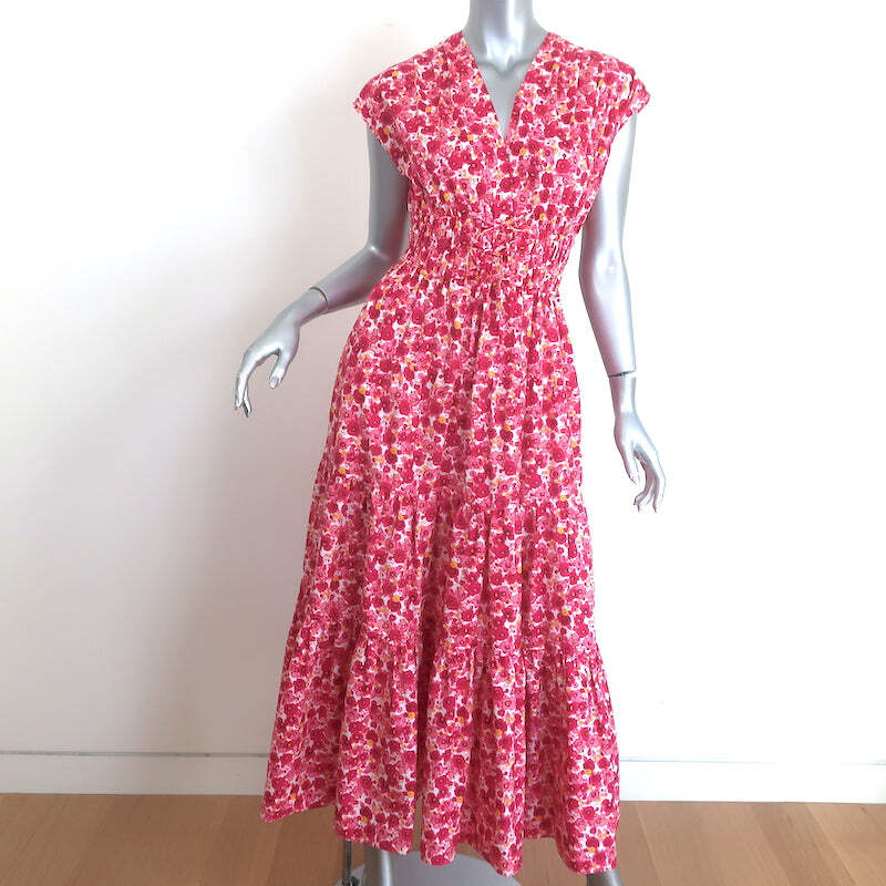 Derek Lam 10 Crosby Fatima Midi Dress Pink Floral Print Stretch