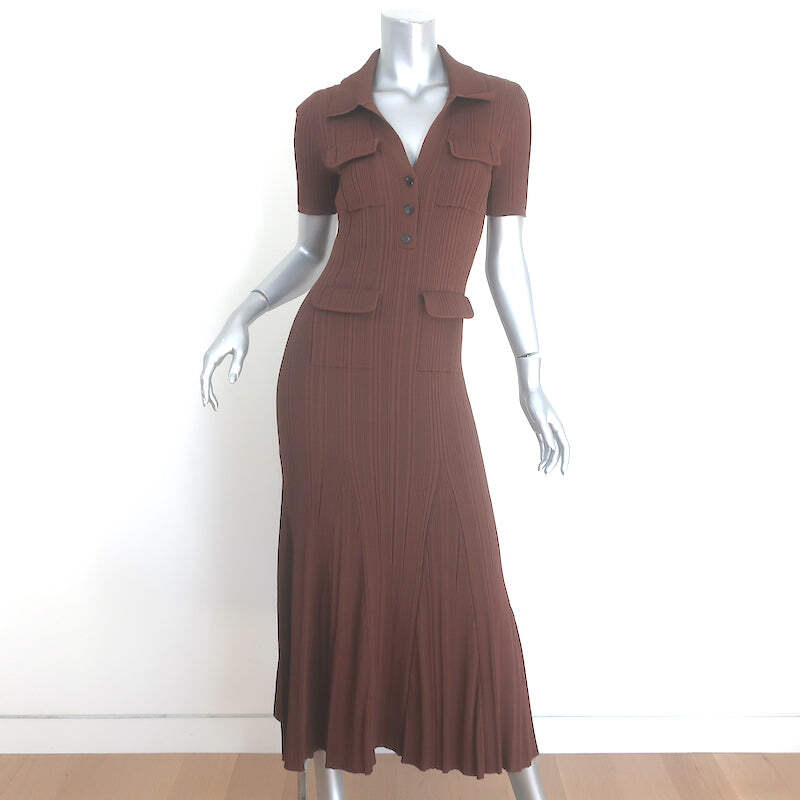 Self-Portrait Ribbed Knit Midi Dress Brown Size Medium | eBay