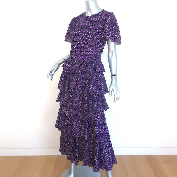 purple tiered midi dress Smock Tiered Midi Dress