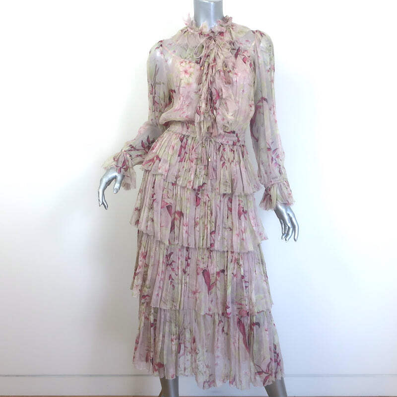 zimmermann pink floral midi dress Zimmermann Acacia Floral-print Linen Midi Dress Multi Floral Zimmermann