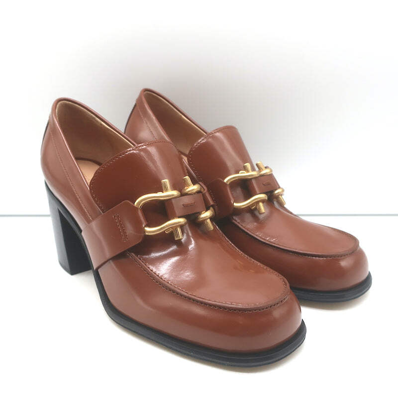 Bottega Veneta Monsieur Bit Loafer Pumps Brown Polished Leather